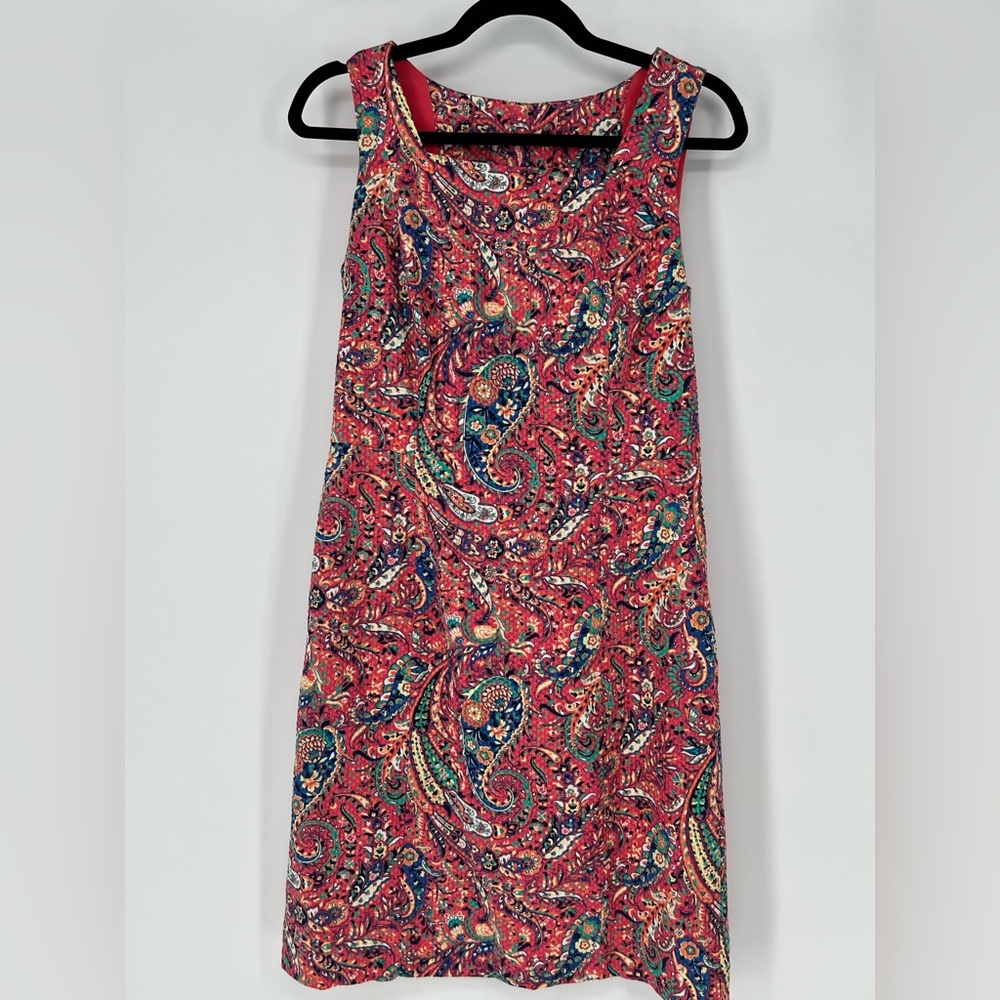 TALBOTS NWOT ORANGE PAISLEY‎ FLORAL PEEK A BOO BACK SUMMER DRESS SOFT AND COMFY